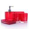 AMSS Bathroom Accessory Set 5 pieces Soap Dish Dispenser Tumbler Toothbrush Holder diamante 4 colours (Red) view 1