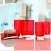 AMSS Bathroom Accessory Set 5 pieces Soap Dish Dispenser Tumbler Toothbrush Holder diamante 4 colours (Red) view 2