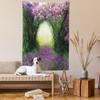 Ambesonne Garden Tapestry, Magic Misty Forest View Spring Blossoms Bushes Greenery Grasses Sun Rays, Wall Hanging for Bedroom Living Room Dorm Decor, 60" X 80", Lavender Green view 2