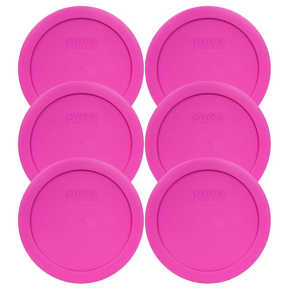 Pyrex 7201-PC Pink 4 Cup Food Storage Replacement Lid (6-Pack) - Made in USA