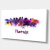 Designart Phoenix Skyline-Cityscape Canvas Artwork Print-32x16, 32x16, Purple view 2