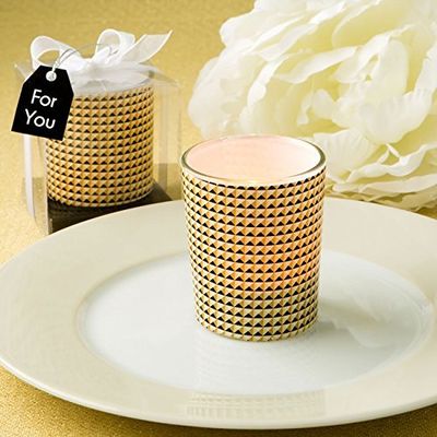 50 Modern Graphic Design Glass Candle Votive Holder In Gold