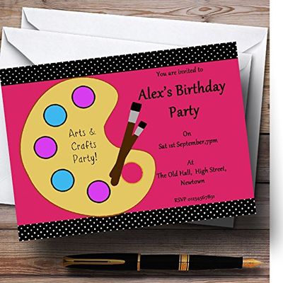 Arts and Crafts Painting Party Personalized Birthday Party Invitations