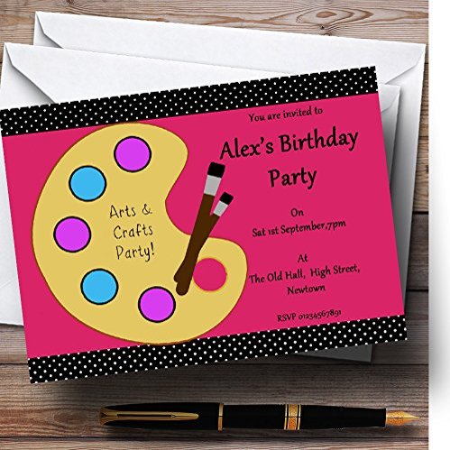 Arts and Crafts Painting Party Personalized Birthday Party Invitations