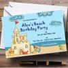 Beach Sandcastle Pool Theme Personalized Birthday Party Invitations view 1