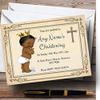 Baby Boy Dark Skin Christening Party Personalized Invitations view 1