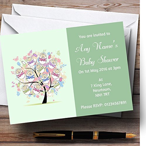 Baby Tree Green Personalized Baby Shower Invitations