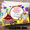 Colourful Circus Theme Personalized Birthday Party Invitations view 1