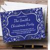 Blue & Silver Classique Personalized Christmas/New Year/Holiday Party Invitations view 1