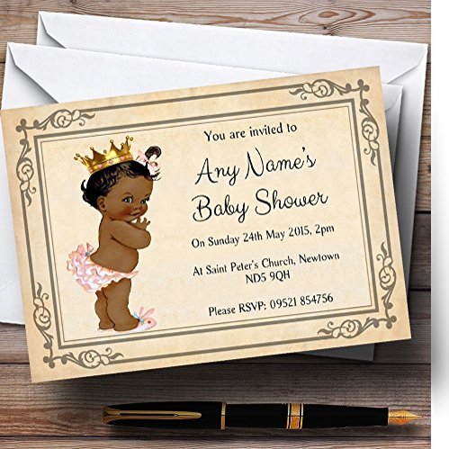 Baby Girl Dark Skin Baby Shower Personalized Invitations