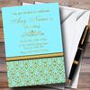 Aqua Sky Blue & Gold Vintage Damask Personalized Christening Invitations view 1