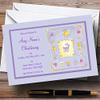 Adorable Lilac Purple Cute Christening Party Personalized Invitations view 1