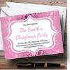 Baby Pink & Silver Classique Personalized Christmas/New Year/Holiday Party Invitations view 1