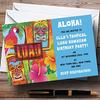 Aqua Hawaiian Tropical Luau Personalized Party Invitations view 1
