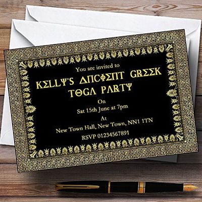 Ancient Greece Greek Toga Personalized Party Invitations