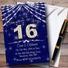 16Th Navy Blue & White Bling Sparkle Birthday Party Personalized Invitations view 1