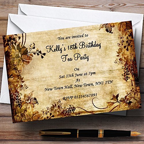 Autumn Colours Vintage Garden Tea Party Personalized Party Invitations