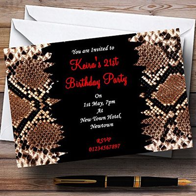 Animal Print Snakeskin Red Personalized Party Invitations