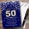50Th Navy Blue & White Bling Sparkle Birthday Party Personalized Invitations view 1