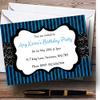 Blue Black Stripes Damask Vintage Personalized Birthday Party Invitations view 1