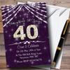 40Th Purple & White Bling Sparkle Birthday Party Personalized Invitations view 1