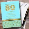 Aqua Sky Blue & Gold Vintage Damask 80Th Personalized Birthday Party Invitations view 1