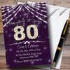 80Th Purple & White Bling Sparkle Birthday Party Personalized Invitations view 1