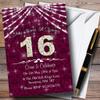 16Th Cranberry & White Bling Sparkle Birthday Party Personalized Invitations view 1