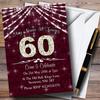 60Th Claret & White Bling Sparkle Birthday Party Personalized Invitations view 1