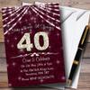 40Th Claret & White Bling Sparkle Birthday Party Personalized Invitations view 1