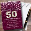 50Th Cranberry & White Bling Sparkle Birthday Party Personalized Invitations view 1