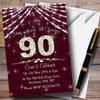 90Th Claret & White Bling Sparkle Birthday Party Personalized Invitations view 1