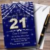 21St Navy Blue & White Bling Sparkle Birthday Party Personalized Invitations view 1