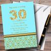 Aqua Sky Blue & Gold Vintage Damask 30Th Personalized Birthday Party Invitations view 1