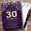 30Th Purple & White Bling Sparkle Birthday Party Personalized Invitations view 1