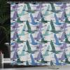 Ambesonne Geese Shower Curtain, Flying Ducks Mallard and Waterfowl Shapes Theme Colorful Abstract Print, Cloth Fabric Bathroom Decor Set with Hooks, 69" W x 70" L, Lilac Green view 3