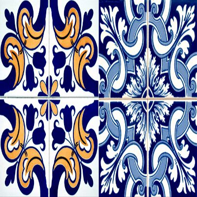 Authentic Tile Stickers by Mi Alma 24 PC Set Spanish Design Wall Tile Decal Perfect for Kitchen Backsplash or Bathroom Tiles Vinyl Art Easy to Install Peel and Stick (6x6 Inch, Golden Blue H221)
