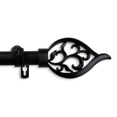 A&F Rod Decor - Dahlia Curtain Rod 1 inch Diameter, 160-240 inch - Black