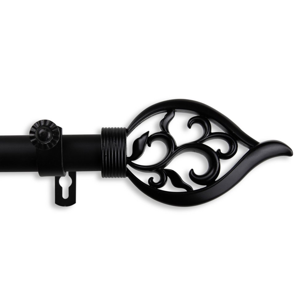 A&F Rod Decor - Dahlia Curtain Rod 1 inch Diameter, 160-240 inch - Black
