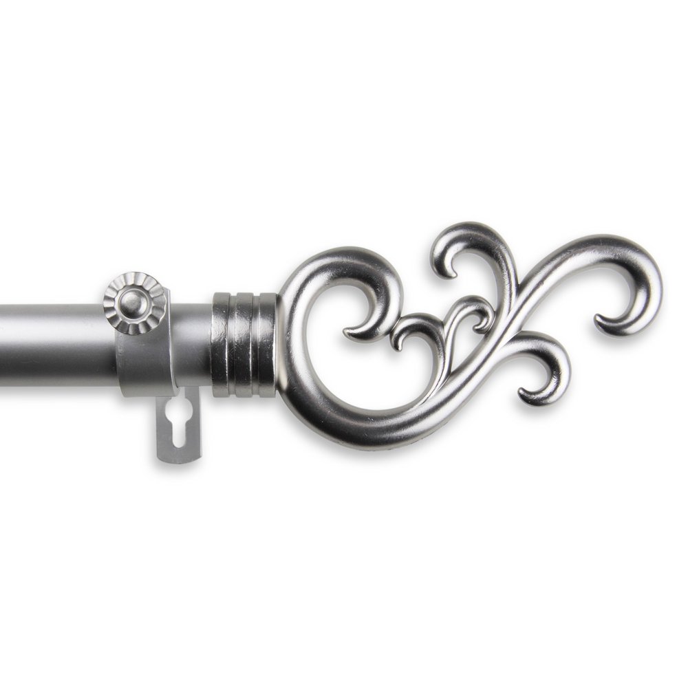 A&F Rod Decor - Mirah Curtain Rod 1 inch Diameter, 160-240 inch - Satin Nickel