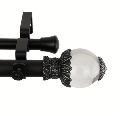 A&F Rod Decor - Luminous Double Curtain Rod 1 inch Diameter, 160-240 inch - Black