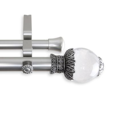 A&F Rod Decor - Luminous Double Curtain Rod 1 inch Diameter, 160-240 inch - Satin Nickel