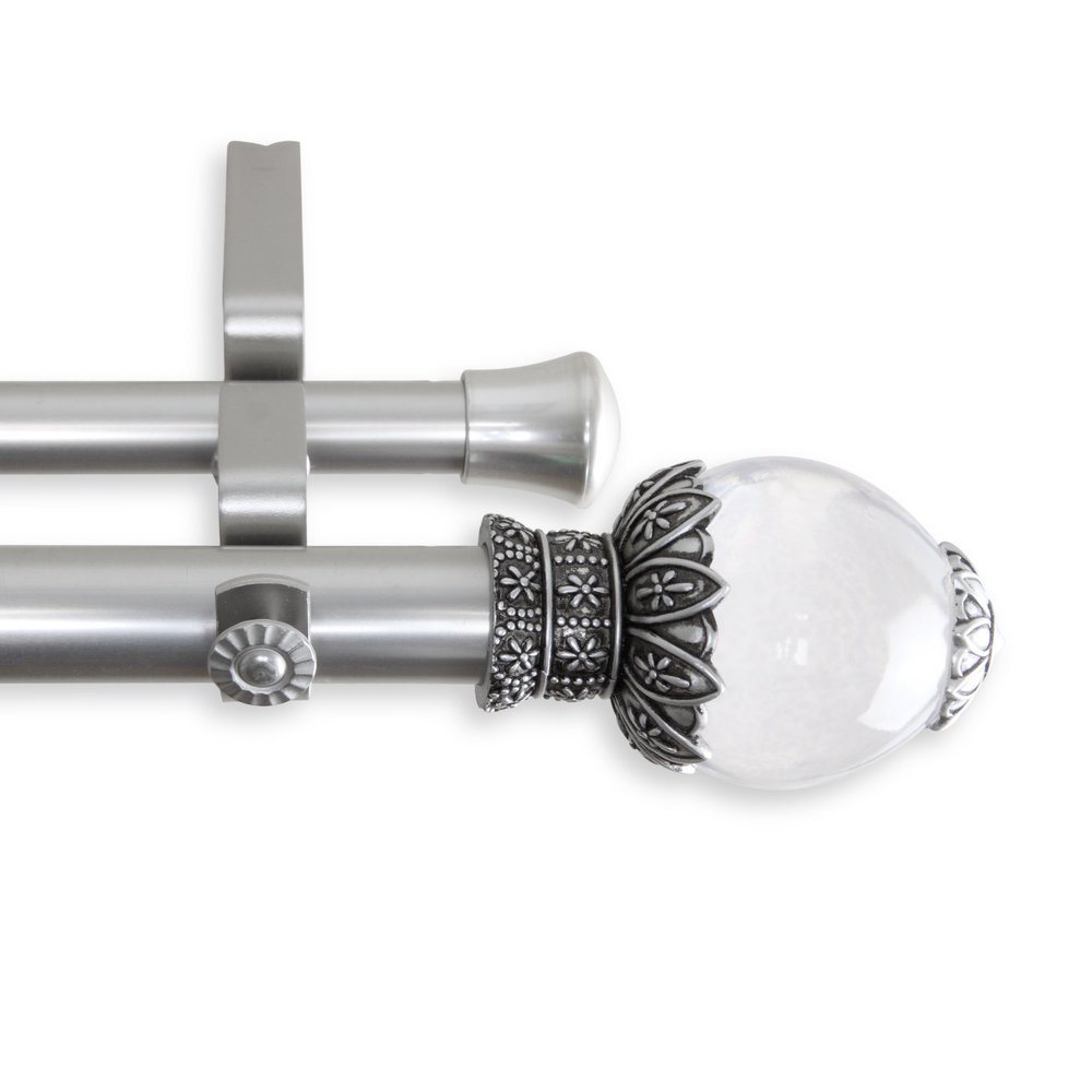 A&F Rod Decor - Luminous Double Curtain Rod 1 inch Diameter, 160-240 inch - Satin Nickel