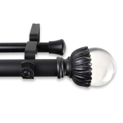 A&F Rod Decor - Reese Double Curtain Rod 1 inch Diameter, 160-240 inch - Black