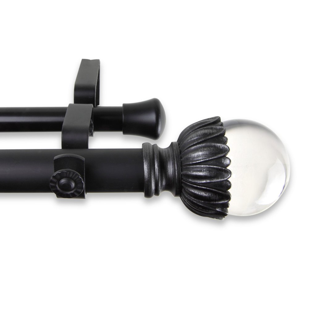 A&F Rod Decor - Reese Double Curtain Rod 1 inch Diameter, 160-240 inch - Black