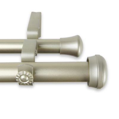 A&F Rod Decor - Alloy Double Curtain Rod 1 inch diameter, 160-240 inch - Light Gold