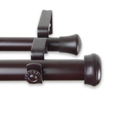 A&F Rod Decor - Alloy Double Curtain Rod 1 inch diameter, 160-240 inch - Mahogany