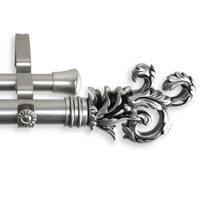 A&F Rod Decor - Prance Double Curtain Rod 1 inch Diameter, 120-170 inch - Satin Nickel