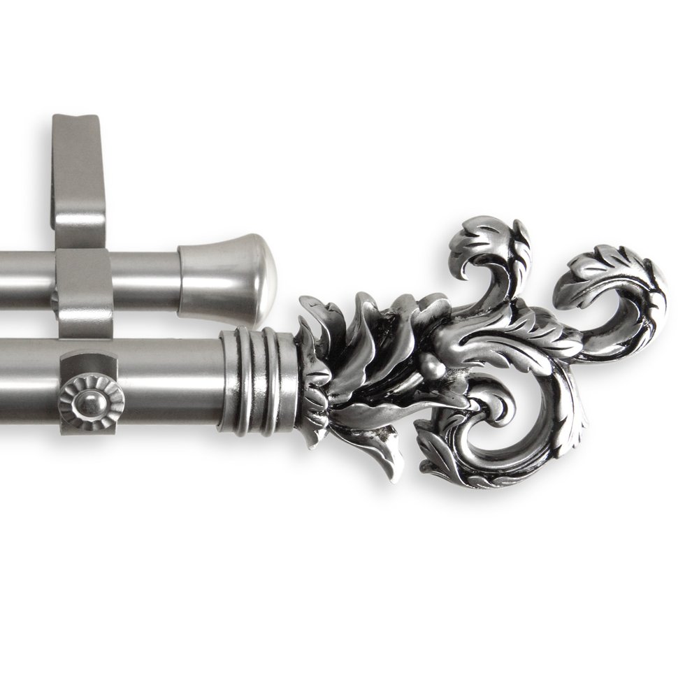 A&F Rod Decor - Prance Double Curtain Rod 1 inch Diameter, 120-170 inch - Satin Nickel