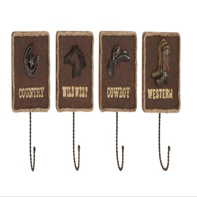 Deco 79 Wood Metal Wall Hook S/4 6" W, 10" H-93888, 6" x 10"